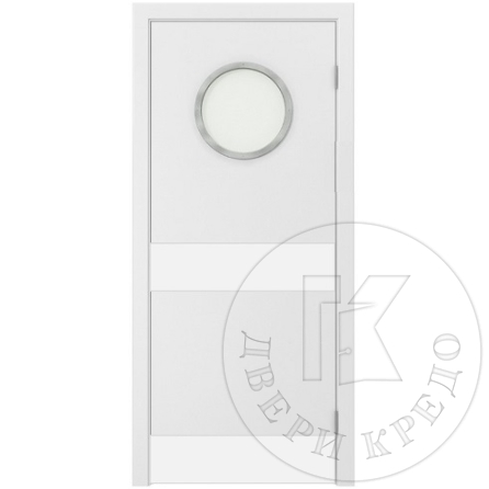 Дверь маятниковая с иллюминатором однопольная. Модель - Проект ПДО Ф (01)